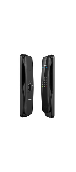 Электронный дверной замок Philips EasyKey DDL702 Face ID | Сплав цинка, Черный, золотой, Внутренняя часть замка (ШхВхТ) ~ 78,3х412,1х67,1 мм, наружняя часть замка (ШхВхТ) ~ 74,6х411,8х54,4 мм