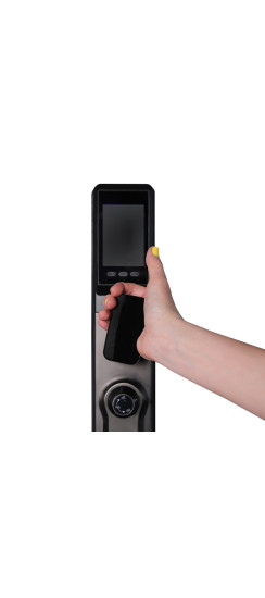 Электронный замок Smart lock DZ015B | Высококачественный алюминиевый сплав и закаленное стекло, Сапфирово-серый/серый Morandi, 420*80*60