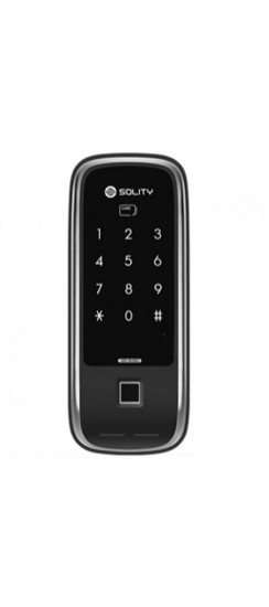 Накладной электронный дверной замок с отпечатком пальца Solity GR-50BK | Сталь и сплав цинка, Черный, 73 × 179 × 24 мм