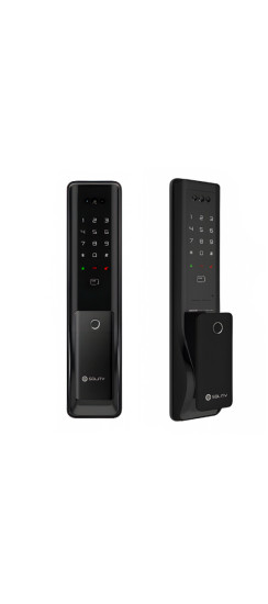 Электронный дверной замок Solity GP-6000BAK BLACK с Face ID | Алюминий, ABS-пластик, закаленное стекло, Черный, 90 × 385 × 65,4 мм