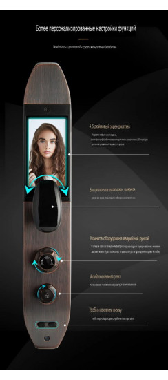 Электронный замок Smart lock USmart GOD Z001D | Цинковый сплав+алюминиевый сплав+IML. Материал сердечника: Высококачественный сплав. Материал сердечника замка: Чистая медь., Черный сапфир/Черный титан, 460*80*60