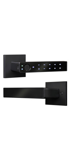 Умная электронная дверная ручка с отпечатком пальца Smart lock T888 | Высококачественный алюминиевый сплав и закаленное стекло, Черный, 150*8 мм