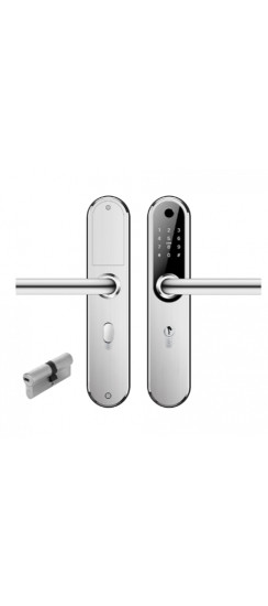 Электронный дверной замок Home Plus SILVER Novilock v.4239 | Алюминиевый сплав, Серебряный, 60×300×21 мм