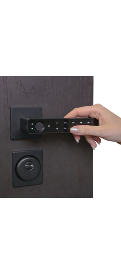 Умная электронная дверная ручка с отпечатком пальца Smart lock T888 | Высококачественный алюминиевый сплав и закаленное стекло, Черный, 150*8 мм