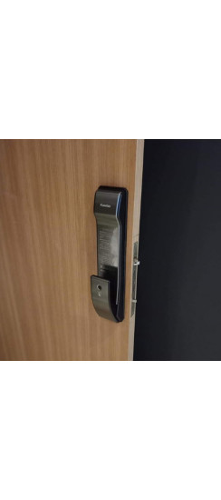 Врезной электронный дверной замок Kaadas K9-5W Black с отпечатком пальца | Металл, Черный, 400х80х22 мм