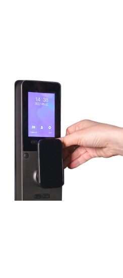 Электронный замок Smart lock DZ011B | Высококачественный алюминиевый сплав и закаленное стекло, Черный, 410*80*55 мм