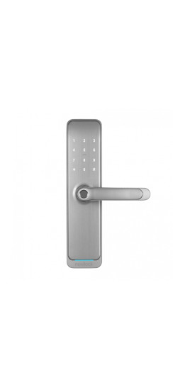 Электронный дверной замок Smart Fast SILVER Novilock v.4212 | Алюминиевый сплав, Серебряный, 72×300×24,6 мм