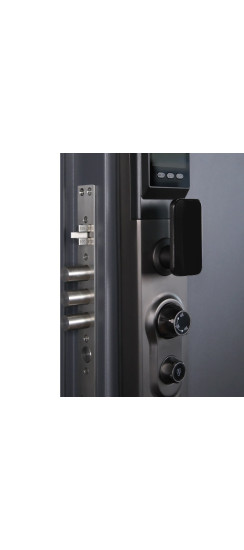 Электронный замок Smart lock DZ015B | Высококачественный алюминиевый сплав и закаленное стекло, Сапфирово-серый/серый Morandi, 420*80*60