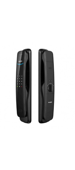 Электронный дверной замок Philips EasyKey DDL702 Face ID | Сплав цинка, Черный, золотой, Внутренняя часть замка (ШхВхТ) ~ 78,3х412,1х67,1 мм, наружняя часть замка (ШхВхТ) ~ 74,6х411,8х54,4 мм