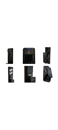 Врезной электронный дверной замок Solity GSP-2000BK BLACK с отпечатком пальца | Алюминий, ABS-пластик, Черный, 80 × 399,4 × 56,5 мм