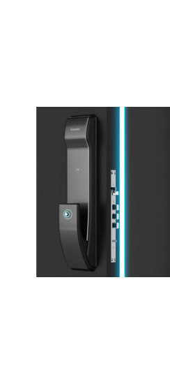 Врезной электронный дверной замок Kaadas K9-5W Black с отпечатком пальца | Металл, Черный, 400х80х22 мм