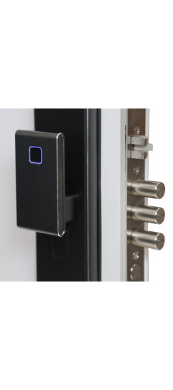 Электронный замок Smart lock DZ21Pro | Высококачественный алюминиевый сплав с закаленным стеклом с олеофобным покрытием, Черный, 418*73*52 мм