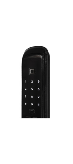 Врезной электронный дверной замок Solity GSP-1000BK BLACK с отпечатком пальца | Алюминий, ABS-пластик, Черный, 84 × 385 × 82 мм
