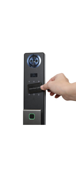 Электронный замок Smart lock DZ21Pro | Высококачественный алюминиевый сплав с закаленным стеклом с олеофобным покрытием, Черный, 418*73*52 мм