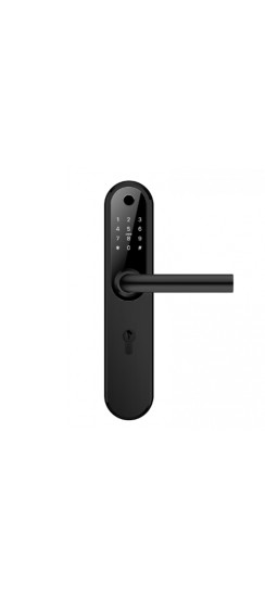 Электронный дверной замок Home Plus BLACK Novilock v.4240 | Алюминиевый сплав, Черный, Ручка: 125×60 мм (Д×В) Панель: 60×300×21 мм (Ш×В×Г)