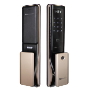 Умный дверной замок с ручкой Solity GP-6000BAK Champagne Gold, Face-ID