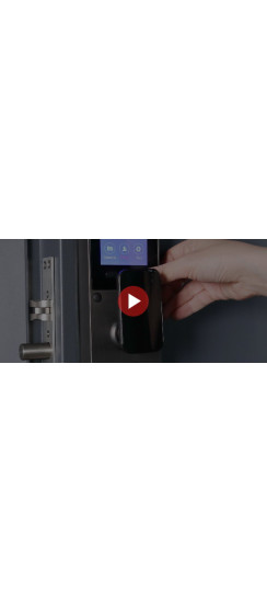 Электронный замок Smart lock DZ011B | Высококачественный алюминиевый сплав и закаленное стекло, Черный, 410*80*55 мм