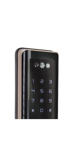 Умный дверной замок с ручкой Solity GP-6000BAK Champagne Gold, Face-ID | Алюминий, ABS-пластик, закаленное стекло, Шампань, 90 × 385 × 65,4 мм