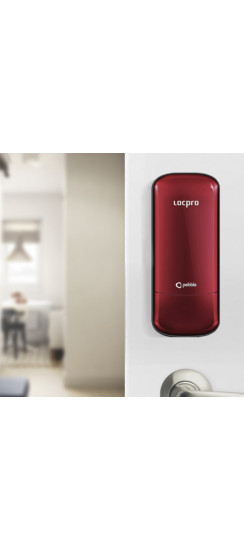 Накладной электронный дверной замок LocPro C50R2 Series Red Digital Door Lock | Алюминий, ABS-пластик, Бордовый, 73 × 175 × 25 мм