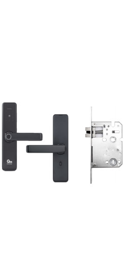 Дверной замок Gimmel F10 TTLock | Алюминиевый сплав, Черный матовый, глянцевый, 255*158*74