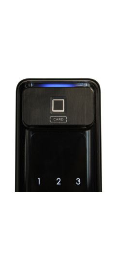 Врезной электронный дверной замок Solity GSP-2000BK BLACK с отпечатком пальца | Алюминий, ABS-пластик, Черный, 80 × 399,4 × 56,5 мм