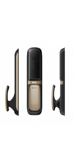 Врезной электронный дверной замок Solity GSP-1000BK GOLD с отпечатком пальца | Алюминий, ABS-пластик, Золотой, черный, 84 × 385 × 82 мм