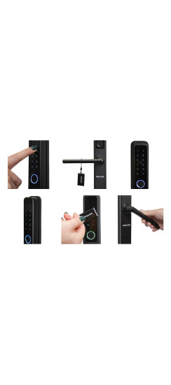 Электронный дверной замок Philips EasyKey DDL608-5HWS | Алюминиевый сплав, Черный, 43 х 324,72 х 72 мм