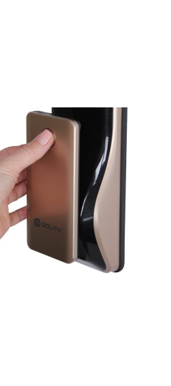 Умный дверной замок с ручкой Solity GP-6000BAK Champagne Gold, Face-ID | Алюминий, ABS-пластик, закаленное стекло, Шампань, 90 × 385 × 65,4 мм