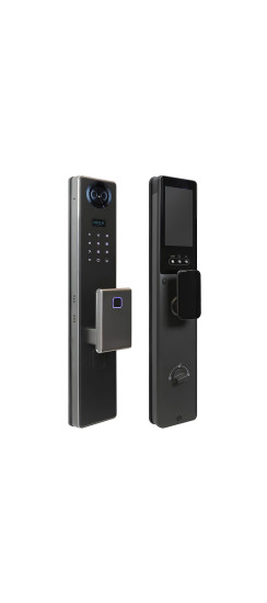 Электронный замок Smart lock DZ21Pro | Высококачественный алюминиевый сплав с закаленным стеклом с олеофобным покрытием, Черный, 418*73*52 мм