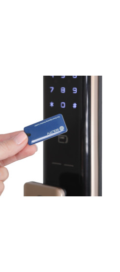 Умный дверной замок с ручкой Solity GP-6000BAK Champagne Gold, Face-ID | Алюминий, ABS-пластик, закаленное стекло, Шампань, 90 × 385 × 65,4 мм