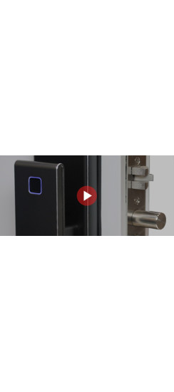 Электронный замок Smart lock DZ21Pro | Высококачественный алюминиевый сплав с закаленным стеклом с олеофобным покрытием, Черный, 418*73*52 мм