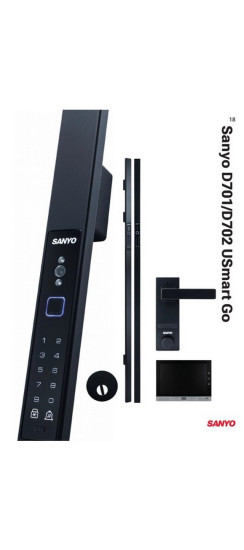 Sanyo D702 USmart Go | Алюминиевый сплав, сталь, пластик, Черный матовый, глянцевый, Ручка-штанга - 1800х40х52, дисплей - 190х255х50, ручка - 185х59х58