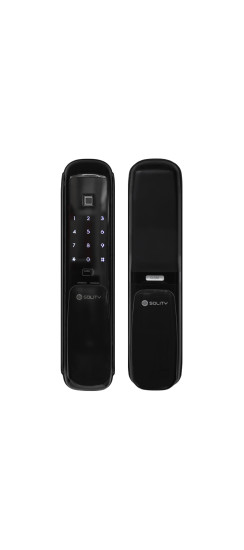 Врезной электронный дверной замок Solity GSP-1000BK BLACK с отпечатком пальца | Алюминий, ABS-пластик, Черный, 84 × 385 × 82 мм