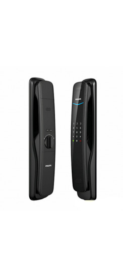 Электронный дверной замок Philips EasyKey DDL702 Face ID | Сплав цинка, Черный, золотой, Внутренняя часть замка (ШхВхТ) ~ 78,3х412,1х67,1 мм, наружняя часть замка (ШхВхТ) ~ 74,6х411,8х54,4 мм