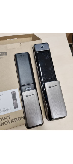 Врезной электронный дверной замок Solity GSP-2000BK Dark Silver с отпечатком пальца | Алюминий, ABS-пластик, Черный, серый, 80 × 399,4 × 56,5 мм