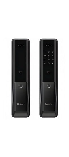 Электронный дверной замок Solity GP-6000BAK BLACK с Face ID | Алюминий, ABS-пластик, закаленное стекло, Черный, 90 × 385 × 65,4 мм