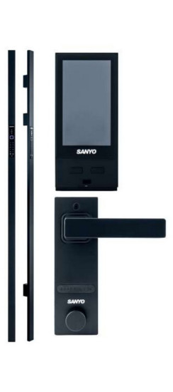 Sanyo D701 USmart Go замок на дверь | Алюминиевый сплав, сталь, пластик, Черный матовый, глянцевый, Внешние: ручка-штанга - 1600/1800х40х52, Внутренние: дисплей - 158х75х35, ручка - 185х59х58