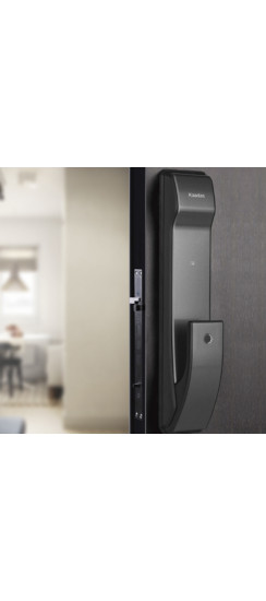 Врезной электронный дверной замок Kaadas K9-5W Black с отпечатком пальца | Металл, Черный, 400х80х22 мм