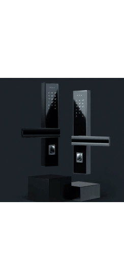 Врезной электронный дверной замок SECURAM E8 FINGER VEIN | Высокопрочный аэрокосмический алюминий, Черный, серебряный, 196 x 380 x 40