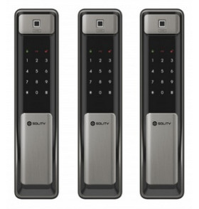 Врезной электронный дверной замок Solity GSP-2000BK Dark Silver с отпечатком пальца