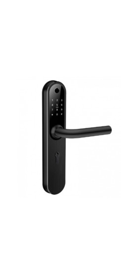 Электронный дверной замок Home Plus BLACK Novilock v.4240 | Алюминиевый сплав, Черный, Ручка: 125×60 мм (Д×В) Панель: 60×300×21 мм (Ш×В×Г)