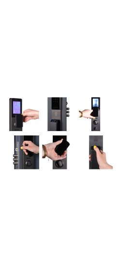 Электронный замок Smart lock DZ011B | Высококачественный алюминиевый сплав и закаленное стекло, Черный, 410*80*55 мм