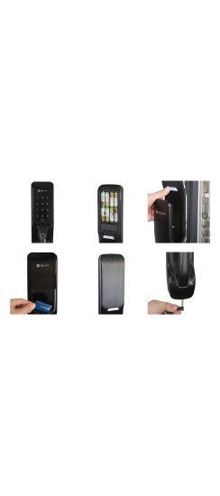 Электронный дверной замок Solity GP-3000BK BLACK с отпечатком пальца | Алюминий, ABS-пластик, Черный, 80 × 399,4 × 56,5 мм