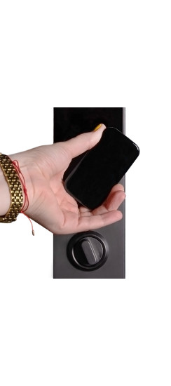 Электронный замок Smart lock DZ011B | Высококачественный алюминиевый сплав и закаленное стекло, Черный, 410*80*55 мм