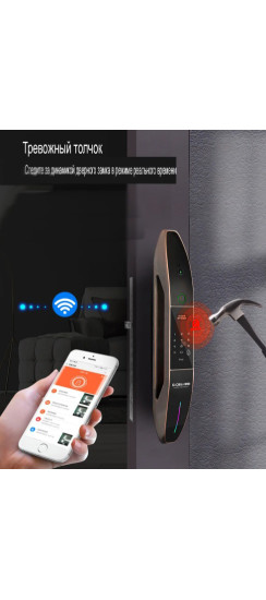 Электронный замок Smart lock USmart GOD Z001D | Цинковый сплав+алюминиевый сплав+IML. Материал сердечника: Высококачественный сплав. Материал сердечника замка: Чистая медь., Черный сапфир/Черный титан, 460*80*60