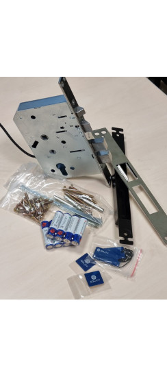 Врезной электронный дверной замок Solity GSP-1000BK GOLD с отпечатком пальца | Алюминий, ABS-пластик, Золотой, черный, 84 × 385 × 82 мм