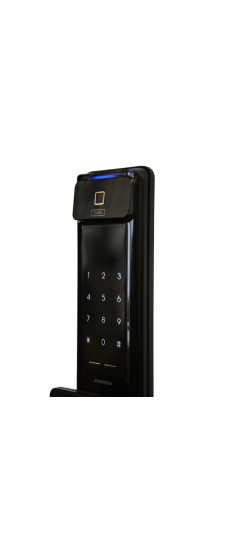 Врезной электронный дверной замок Solity GSP-2000BK BLACK с отпечатком пальца | Алюминий, ABS-пластик, Черный, 80 × 399,4 × 56,5 мм
