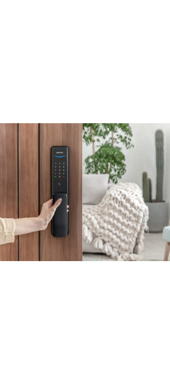 Электронный дверной замок Philips EasyKey Alpha-5HB | Алюминиевый сплав, Черный, 387.8*78.1*63.2