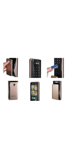 Умный дверной замок с ручкой Solity GP-6000BAK Champagne Gold, Face-ID | Алюминий, ABS-пластик, закаленное стекло, Шампань, 90 × 385 × 65,4 мм