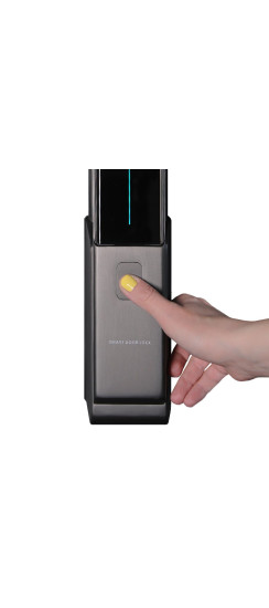 Электронный замок Smart lock DZ015B | Высококачественный алюминиевый сплав и закаленное стекло, Сапфирово-серый/серый Morandi, 420*80*60